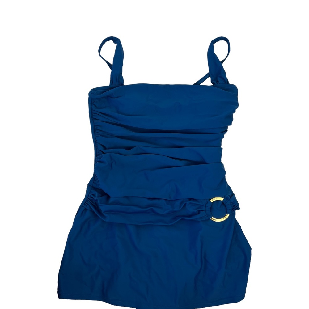 Into the Blue Swimdress Women's One Piece Swim Dress Blue Swimsuit, Navy Size 8